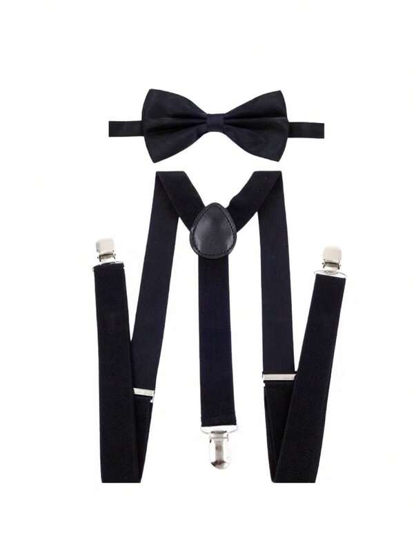 1 Set Unisex einfarbige Fliege, Hosenträger, Hosenträger-Anzug, geeignet für Lässig, Cocktailparty, Feiertagsoutfit Kombinationen