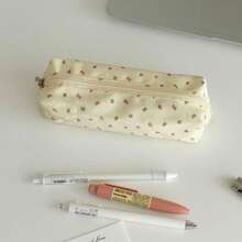 Large Capacity Pencil Case/Storage Pouch With Polka Dot Pattern, Colorful Pastel Design, Cute, Instagrammable, Korean Style, Simple, Stylish, Multifunctional, Perfect For High School, Middle School, And Female Students, Perfect For Stationery And Cosmetics Storage, Back To School, New Life, And Gifts - 1 mảnh màu đen - Xem 8