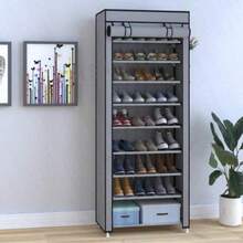 10-Tier Shoe Rack With 9 Compartments And Dust Cover, Shoe Storage Organizer - Multicolor - View 3