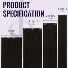 Extensiones de Cabello Real con Clip Fshine, Marrón Oscuro, 45, 120 g, Piezas, Reutilizables, Color 2 - 2.6 Clip n.° 2/3/27 - Ver 7