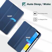 Ốp lưng cứng trong suốt cho iPad thế hệ thứ 11 (A16) & thế hệ thứ 10, giữ nguyên vẻ đẹp ban đầu với chân đế hai góc (30°/60°), ngăn đựng bút cảm ứng tích hợp, chức năng tự động bật/tắt màn hình. - Hải quân - Xem 2