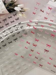 1片5D立体波点蝴蝶结美甲贴纸，精致蝴蝶结装饰美甲贴纸，DIY美甲设计贴纸 - 彩色 - 查看 3