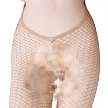 1双女士棕色亮片渔网袜 - 闪亮透明网眼长筒袜 - 高腰V腰设计，适合派对、节日、夜店穿着 - 彩色 - 查看 14