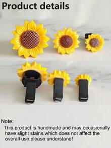 3pcs/6pcs Cute Sunflower Air Vent Clip Aromatherapy Car Decor, Car Interior Decoration Accessories - Yellow + Coffee Color - View 7