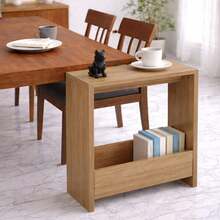 Shoze Modern Side Table With Magazine Rack Narrow End Table Slim Storage Organizer For Living Room Bedroom Office 55x20x65cm - Dark Oak - View 6