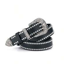 Halloween Studded Belt, PU Punk Spiked Leather Belt, Versatile Metal Handmade Accessory, Suitable For Heavy Metal Autumn-Winter Accessories,Suitable For Teens, Youth,Men,Casual, Outdoor, Athletic, Vacation, Graduation Gifts, Birthday, Daily Wear - 黑色 - 查看 8