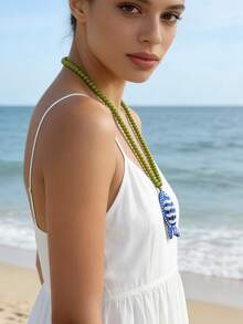 Dây chuyền mặt dây chuyền hình cá vẽ tay ZA dành cho nữ | Phong cách Bohemian nhiều màu sắc, quà tặng lễ Phục sinh, trang sức dự tiệc bãi biển - cá - Xem 6