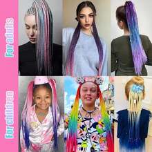12 Piezas de Trenzas de Pelo Coloridas para Niñas, Extensiones de Pelo con Clip en Colores delíris, Extensiones de Pelo con Bandas Elásticas para Fiestas de Cumpleaños, Halloween, Navidad y Cosplay - 1 - Ver 2
