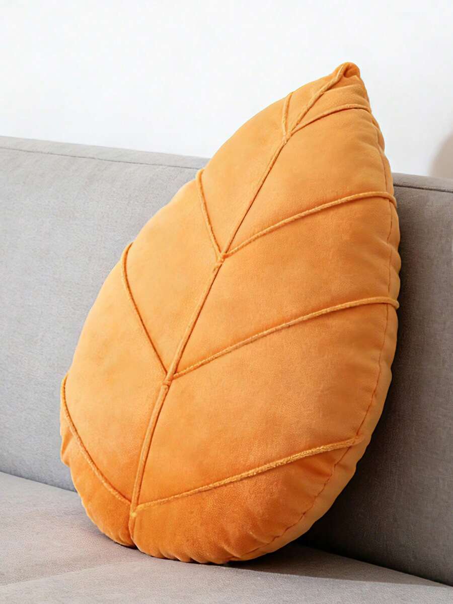 1 chiếc gối trang trí hình lá màu trơn, chất liệu mềm mại và thoải mái, thích hợp cho ghế sofa phòng khách, trang trí đầu giường phòng ngủ, làm gối tựa, quà tặng lý tưởng, màu cam. - trái cam - Xem 1