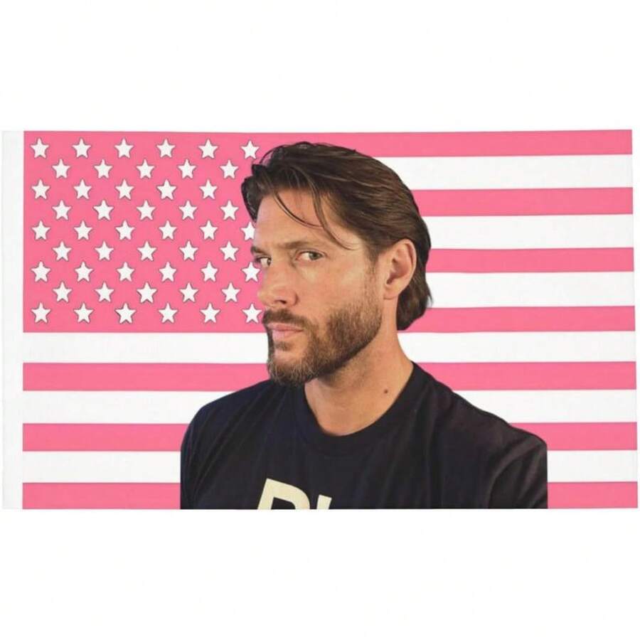Jensen Ackles American Flag Supernaturalpower Gift For Fan Pink USA Flags Tapestry Poster For Wall Bedroom Living Room Hanging 40*60in - Multicolor - View 1