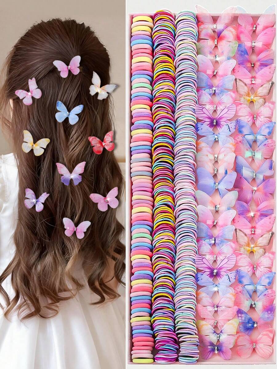 260件/套 女孩简约基础公主风发圈、发绳、发夹、发卡和发爪组合套装，日常使用及礼品 - 彩色 - 查看 1