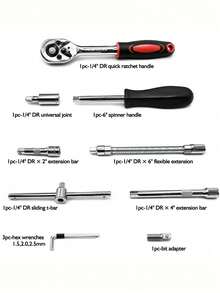 Automotive Repair Tools, Automotive Maintenance And Repair Tool Accessories Multi-Function Repair Tool Kit - Ratchet Torque Wrench And Screwdriver, Portable Car, Bicycle And Motorcycle Repair Tool Kit - A - View 6
