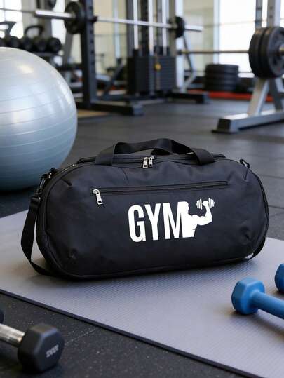 Gym Fitness Theme Duffel Bag - Large Capacity Lightweight Athletic Carryall With Reinforced Handles, Adjustable Straps & Machine Washable Oxford Fabric For Yoga, Gym Training, Commuting, Gym Accessories,Back To School Supplies,Valentine'S Day Gift Guide,Affordable Valentine'S Gifts,Easter Sunday,Mother'S Day