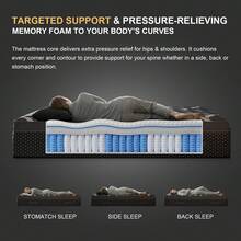 Duchess 12"14"Twin Full Queen King Size Bed Mattress In A Box, Medium Firm Hybrid Pocket Spring Gel Memory Foam Mattress For Motion Isolation & Silent Sleep&Lumbar Support & Pressure Relief - 14寸 - 查看 6