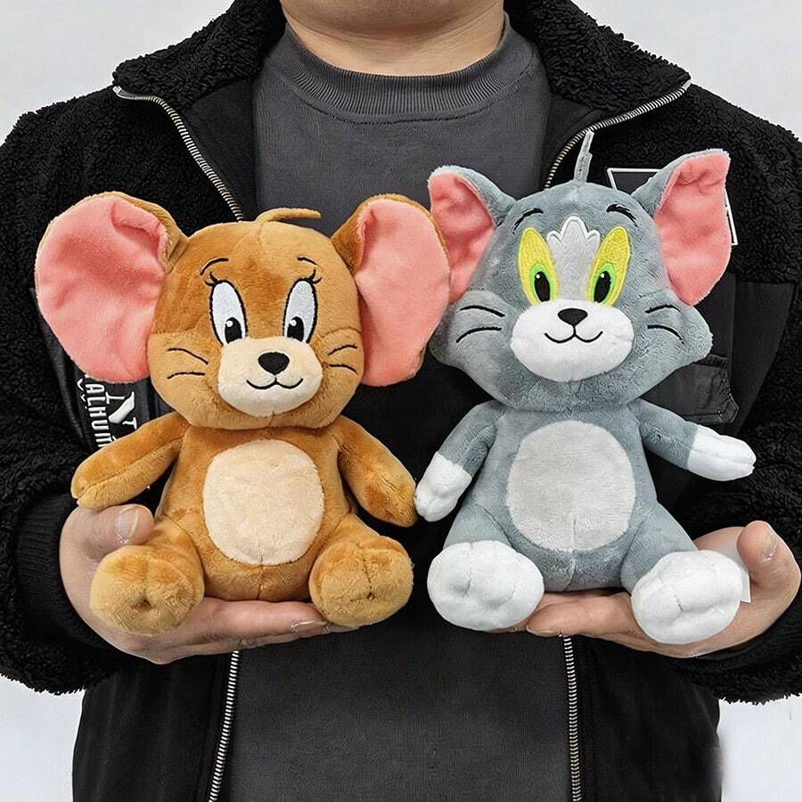 TOM AND JERRY. 全新19厘米经典汤姆和杰瑞毛绒玩偶 - 电影迷和儿童的理想礼物，电影系列毛绒玩偶收藏家的理想之选