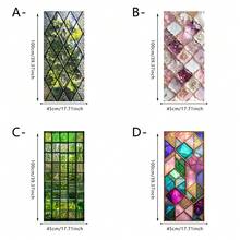 1/4pcs Vintage Geometric Floral Pattern Frosted Window Film, Static Cling, Reusable, Anti-Glare, Privacy Protection, Suitable For Home Living Room, Bathroom And Office Decor - Geometric Frosted Film - View 11