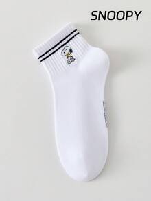 6/3/1 pares de calcetines cortos para hombre con patrón bordado auténtico de Snoopy, calcetines deportivos con diseño de dibujos animados lindos, calcetines únicos de Snoopy para hombre - Multicolor - Ver 7