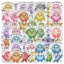 50PCS Of Cute Cartoon Plush Monster Emotion Recognition Creative Stickers, Suitable For Decorating Phone Cases And Laptops As Waterproof Stickers And Stickers, Making Them The First Choice For Festive Gifts, - Multicolor - View 1
