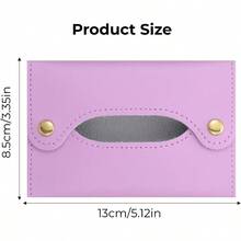 Travel Tissue Holder, Soft PU Leather Purse Tissue Holder With Compact Size (5.12x3.35), Reusable Pouch Paper Towels Storage (Purple) - 紫色 - 查看 2