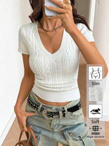 Free Form Spring/Summer New Arrival French Elegant Casual Sexy Women Knit Pullover Sweater, Women Knit Top, Minimalist, Minimalism, Summer Outfit, Summer Top, Spring Clothing, Spring Outfit, White Top, White Outfit - White - View 1