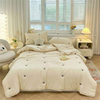 1件装冰淇淋刺绣轻薄凉被，透气夏季毯