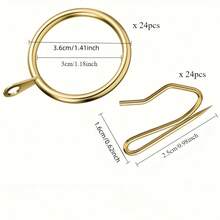 10pcs Metal Curtain Rings And 10pcs Metal Hooks, Suitable For Windows, Doors Or Shower Curtains. Metal Curtain Rings With Eyelets For Pleated Curtains. Durable Metal Hooks. Home Decor Hardware. Elegant Window Decoration. Smooth Surface. - Multicolor - View 9
