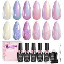 Beetles Pearl Gel Nail Polish, 6 Colors Shimmer Pearl White Pink Purple Mermaid Nail Drawing Spring Gel Polish - Pearl Gel Polish - 查看 8