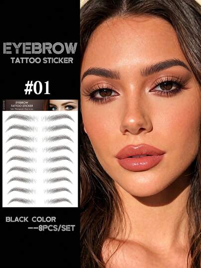8pcs/Set,Tattoo Tattoos,Fake Eyebrows,Black Eyebrows,Eyebrow Stickers,Different Eyebrow Stickers,Simulated Eyebrow Tattooing,Waterproof Eyebrow Patch,Lazy Thrushcross,3D Eyebrow Sticker