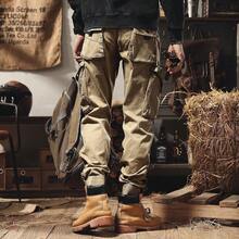 -Border American High Street Fashion Workwear Casual Pants Men, Straight-Leg Functional Outdoor Tactical Jogger Pants - 卡其 - 查看 6