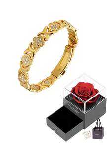 1件女士纯铜四叶草手链，配备3500高斯强磁纯铜磁性手链 - 四葉草 - 查看 17