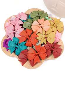 4/20/40/60pcs Random Color Ribbon Twirl Hair Clips Bow Hair Accessories Girls Teens Gift - Multicolor - View 4