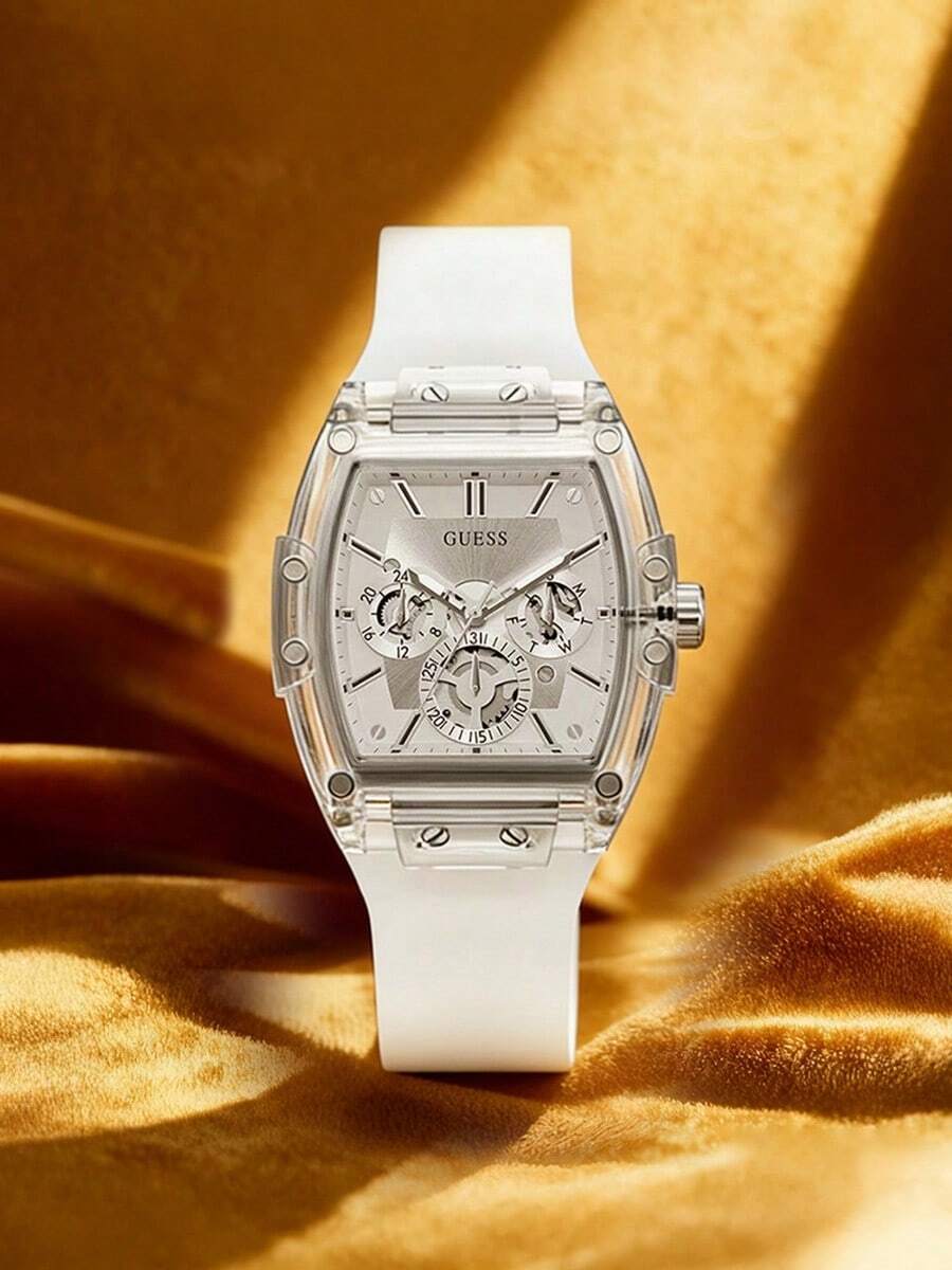 Đồng hồ thạch anh nam Phoenix GW0203G4 Skeleton đa chức năng, dây đeo silicon màu vàng và mặt số Tonneau màu đen, đồng hồ thường ngày phù hợp với phong cách đường phố hàng ngày, trang phục thể thao, quà tặng phong cách cho bạn trai - Trong sáng - Xem 1