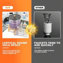 Dispensador de detergente para la ropa con estante, surtidores y tapa de plástico para organizar el cuarto de lavado para detergente líquido y suavizante de telas - transparente - Ver 6
