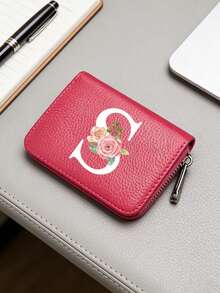 1 pieza Tarjetero con cremallera y flor de rosa, Cartera con cremallera de gran capacidad y múltiples compartimentos para tarjetas, Bolsa portátil para almacenar tarjetas de crédito y monedas, Cartera con cremallera de moda, Billetera corta de negocios casuales con ranuras para tarjetas, Billetera corta unisex, Mejor regalo para el Día de San Valentín, Ramadán, Pascua y Año Nuevo - Multicolor - Ver 7