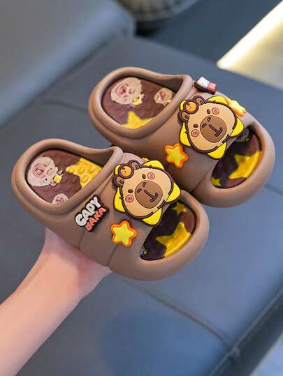 1 Pair Kids Cartoon Cute Non-Slip Indoor Soft Bottom Slippers, Boys Summer Sandals