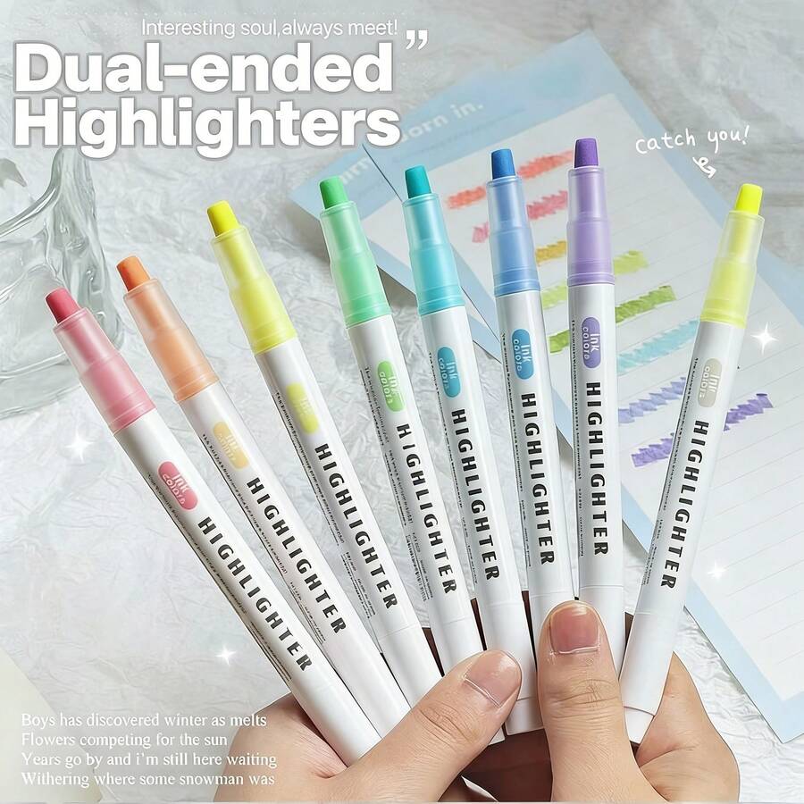 5 Stück, Doppelköpfiger Textmarker zum Markieren und Unterstreichen, kein Verschmieren auf Papier, hochwertiges Aussehen, Studenten Farbplaner Stift, speziell für Studenten geeigneter Wasserfarben Stift, Doppelköpfiger Textmarker speziell für Kunststudenten, Textmarker speziell für Schüler und Studenten, kompatibel mit Kunstbüchern für Studenten - Sätze - Übersicht 1