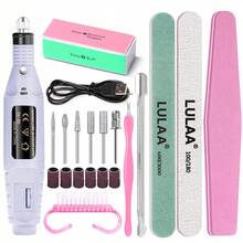 专业电动指甲打磨机，指甲锉修甲套装，低噪音高速，凝胶指甲油卸除器，修脚工具，抛光打磨机，多种电动指甲钻头可选，多功能美甲护理设备，沙龙级效果 - 彩色 - 查看 17