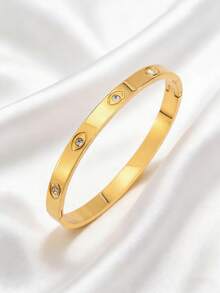 3/1 Stück goldenes Schmuckset, zurückhaltender Luxus und elegantes Edelstahl-Armband, perfekt für Dates, lebendige Partys, tägliche Routinen und als Geschenk, mit einer Mischung aus schlangenverzierter Formgebung und linearen eingelegten Details - Gold - Übersicht 3