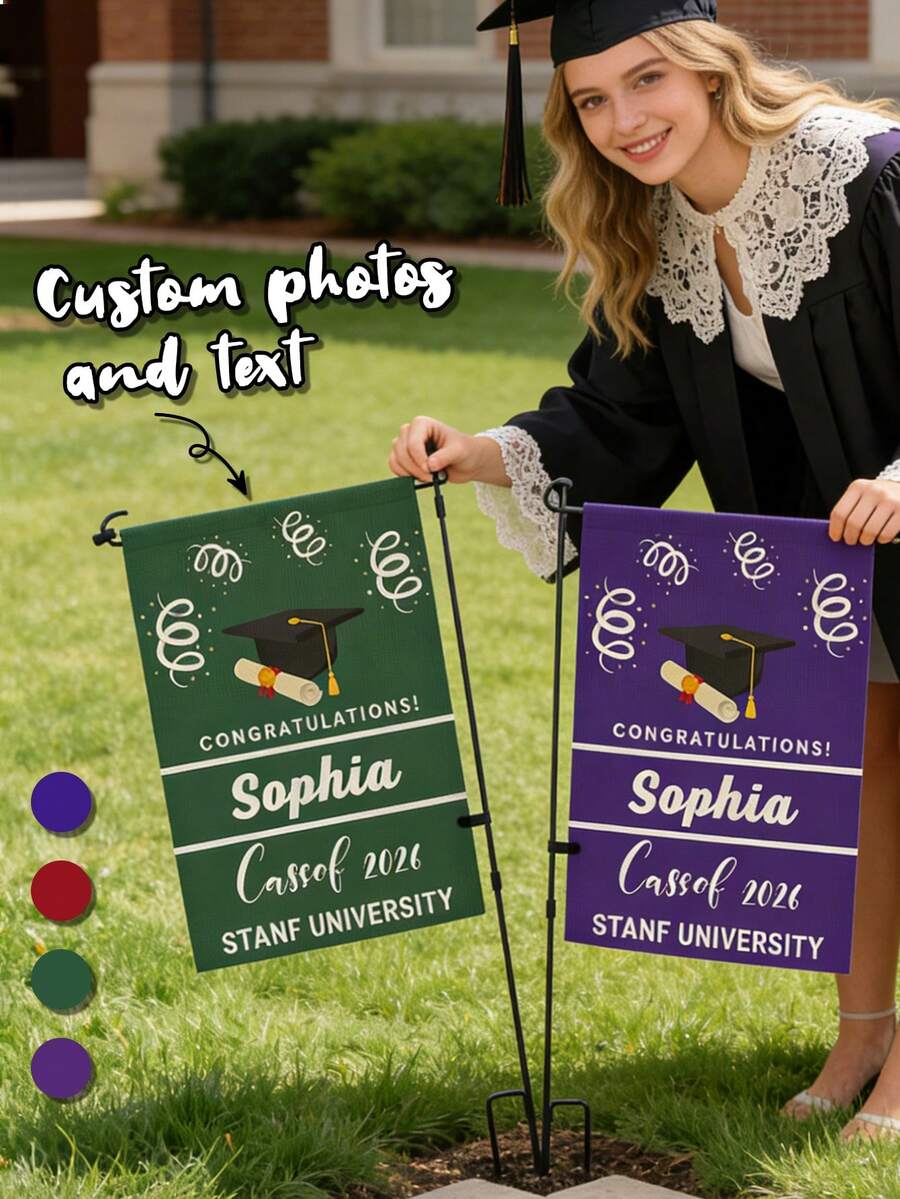 1pc Customizable Personalized Graduation Garden Flag, Multi-Color ...