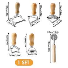 1pc Multi-Function Dumpling Mold Set, 5 Shapes Available: Square, Round, Heart, Triangle, Star, Italian Ravioli Mold, Wooden Handle Roller Cutter, Home Baking Tool For Dumpling, Pasta, Pierogi, Pizza Cutter, Convenient , DIY Kitchen Baking Tool, Ramadan Eid Gift - View 3