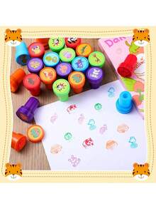 6/12/24/36-Piece Set Of Cute Mini Cartoon Animal Stamps, Self-Inking, Easy To Hold, Washable Ink, Suitable For Fun DIY Projects And Party Gifts (Random) - Multicolor - View 6