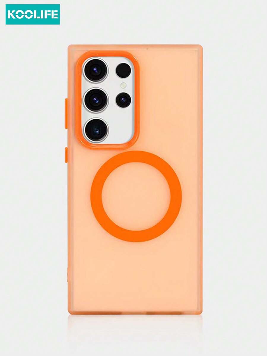 Koolife 糖果色磁吸手机壳，半透明磨砂材质，PC+TPU，独立按键，撞色设计，大摄像头边框，防滑防震保护套，兼容三星S23/S23plus/S23Ultra/S23PE/S24/S24plus/S24Ultra/S24PE/S25Ultra/S25plus/S25/C55/A56/A55/A36/A35/A26/A25国际版，非国内版 - 橘色 - 查看 1