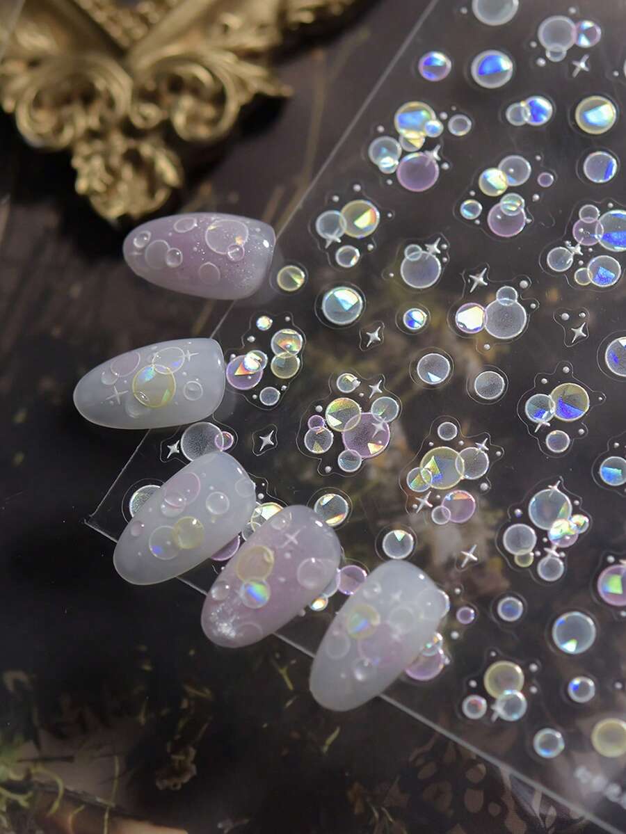 Beautizon Nailartlab 5D Holographic Bubble Nail Stickers, Self-Adhesive Iridescent Nail Art Decals For Manicure Decorations - Multicolor - View 1