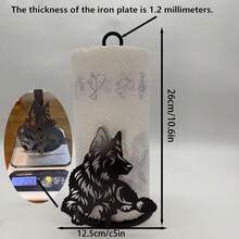 Premium 1.2mm Iron Art German Shepherd Paper Towel Holder For Kitchen - Black - View 12