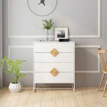 Solid wood special shape square handle design with 4 drawers bedroom furniture dressers - Weiss - Übersicht 10