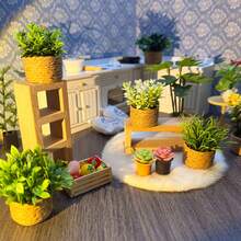 22 estilos de plantas en maceta decorativas en miniatura para casa de muñecas, plantas verdes realistas a escala 1:12 1:6 para casa de muñecas, suculentas, camas de flores, jarrones, accesorios decorativos para cocina, dormitorio, sala de estar, baño y jardín de la casa de muñecas - Multicolor - Ver 4