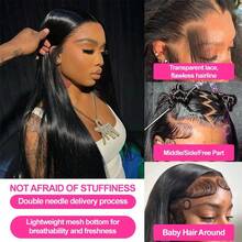 Bone Straight 13x4 13x6 HD Transparent Lace Frontal Wig Brazilian Wigs Human Hair 6x5 Gluess Wig Natural Straight Hair For Women - Natural Black - 查看 5