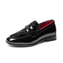 Boys Dress Shoes Slip-On Loafers Tuxedo Patent Classic Velvet Shoes(Runs Small, Please Order One Size Up) - màu đen - Xem 7