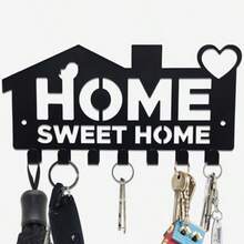 Black Key Holder For Wall Key Hooks Wall Mounted With 7 Hooks Key Rack For Wall Mounted Key Holder Hallway Office Entryway Home Sweet Home Fvv - Black - View 7