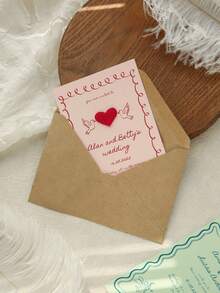 1/5/10/20 chiếc Thẻ mời thêu hình trái tim cá nhân hóa với nơ của thần Cupid và chim uyên ương, thiết kế chim lãng mạn phù hợp cho đám cưới, kỷ niệm và sinh nhật, phong cách cặp đôi thẩm mỹ theo phong cách Cupid. - Phong cách trái tim - Xem 6